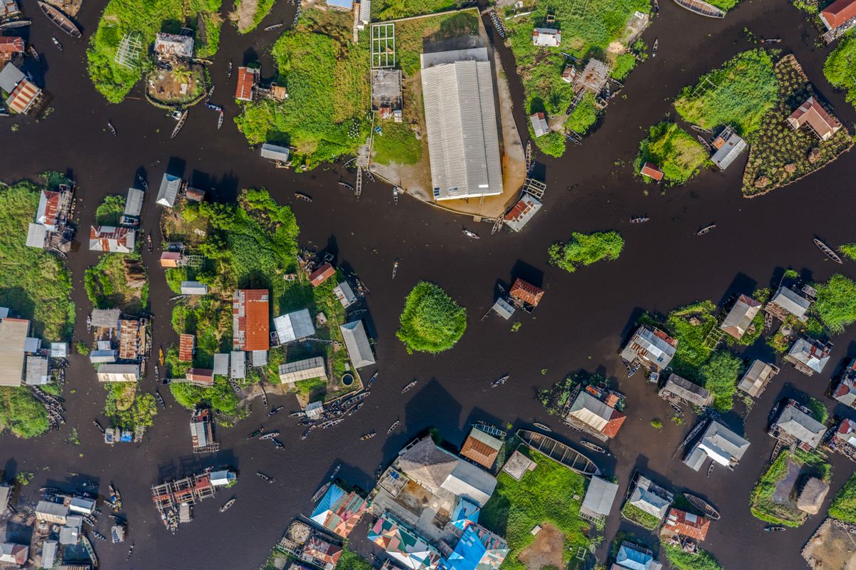 Le village lacustre de Ganvié, sur le lac Nokoué, près de Cotonou